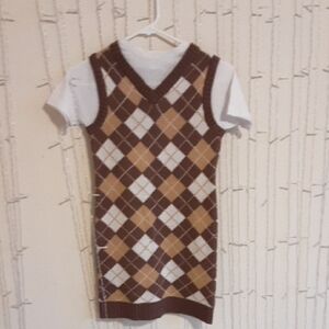 Say What? Brown and White Argyle Kids Dress